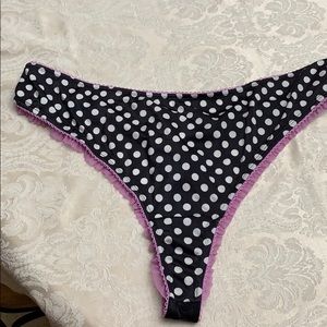 NWT Black and white polkadot thong panties